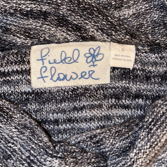 Anthro Field Flower Marled Spacedye Cowl Neck High Leg Slit Tunic Sweater Top - Picture 8 of 11